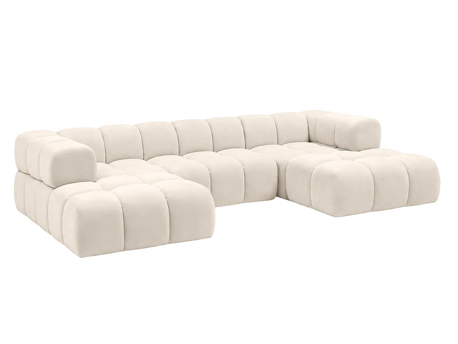 Divano angolare a U, tessuto velluto Bluvel, crema, Averro U