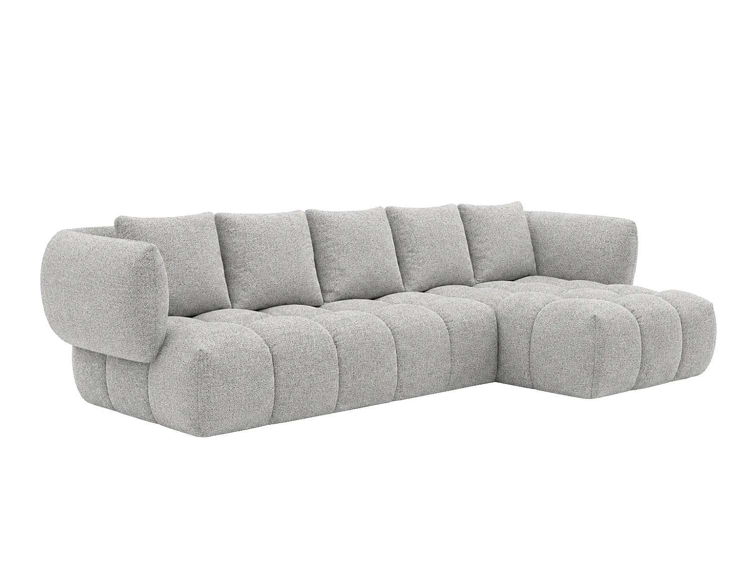 Canapé d’angle en L, tissu chenille Puente, gris clair, droite, SEVIO L