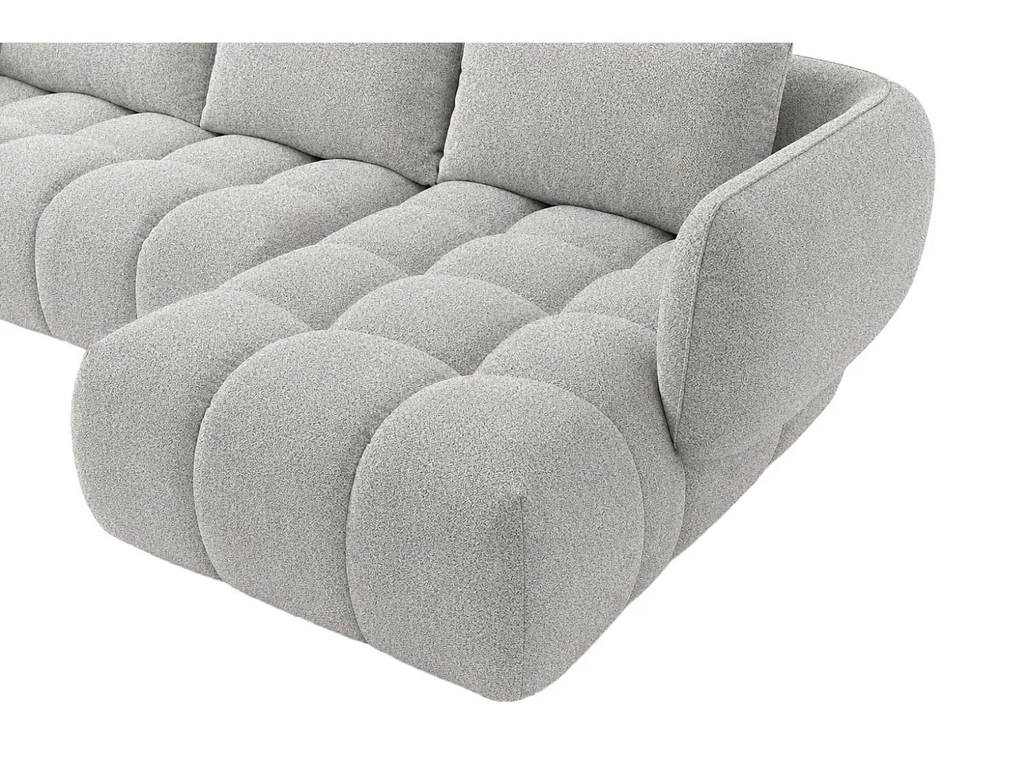 Canapé d’angle en L, tissu chenille Puente, gris clair, droite, SEVIO L