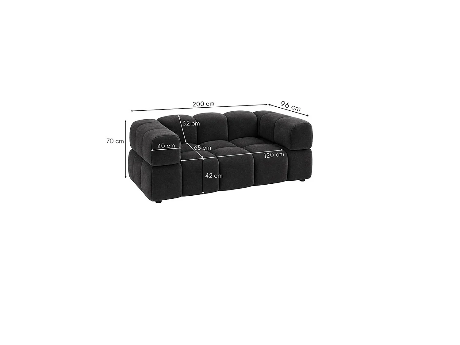 2-zitsbank, bank, veloursstof Bluvel, zwart, Averro