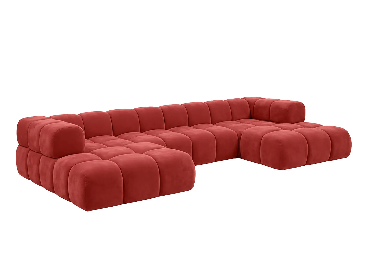 Divano angolare a U, tessuto velluto Bluvel, rosso vino, Averro U XL