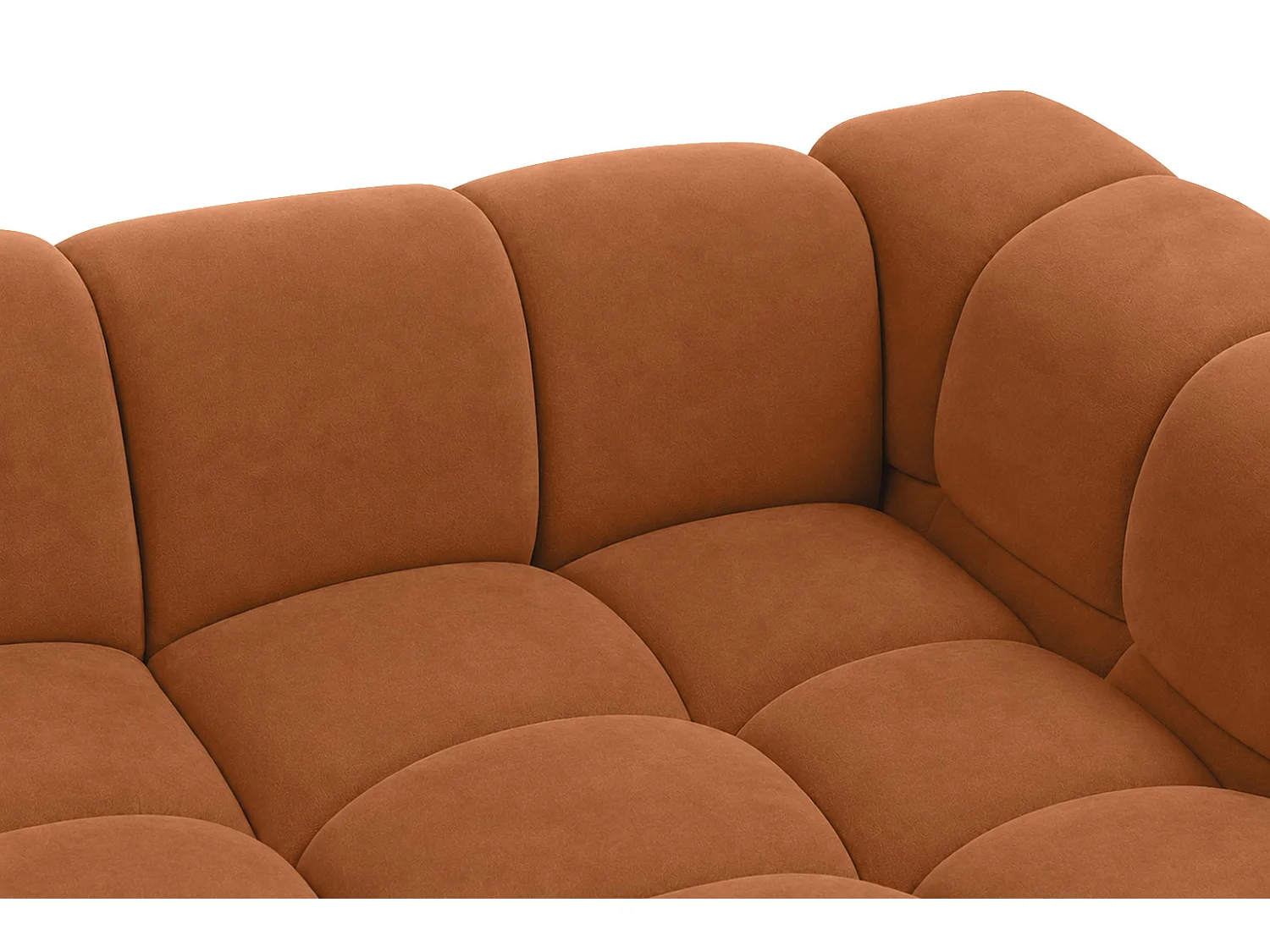 Divano angolare a U, tessuto velluto Bluvel, color cannella, Averro U XL