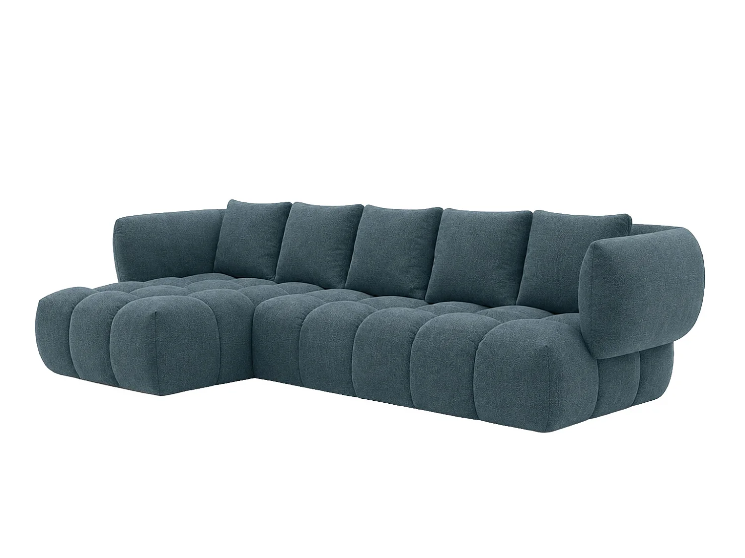 Canapé d’angle en L, tissu chenille Puente, pétrole, gauche, SEVIO L