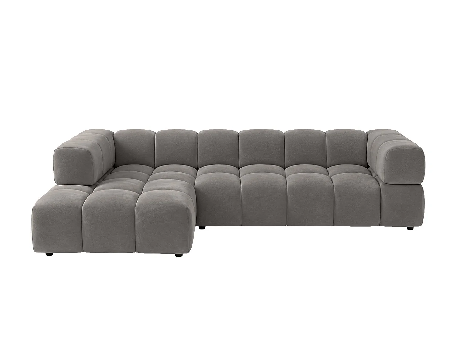 Divano angolare a L, tessuto velluto Bluvel, grigio cenere, sinistra, Averro XL