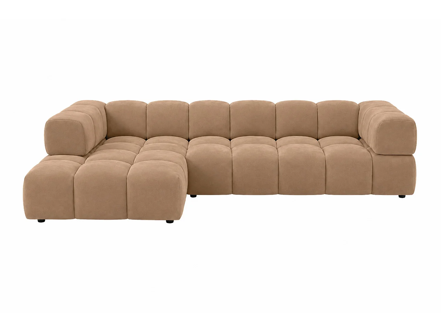 Divano angolare a L, tessuto velluto Bluvel, latte, sinistra, Averro XL