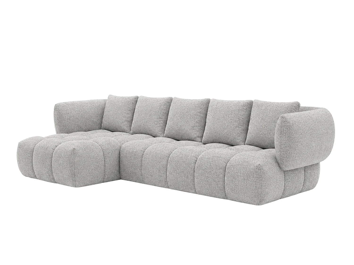 Canapé d’angle en L, tissu chenille Puente, gris clair, gauche, SEVIO L