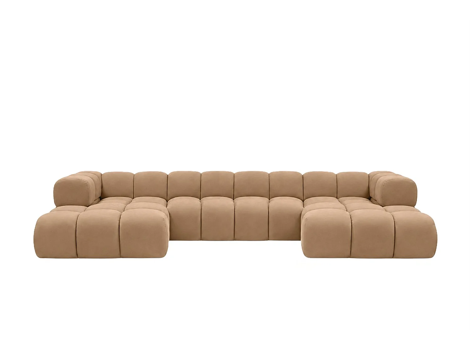 Divano angolare a U, tessuto velluto Bluvel, latte, Averro U XL
