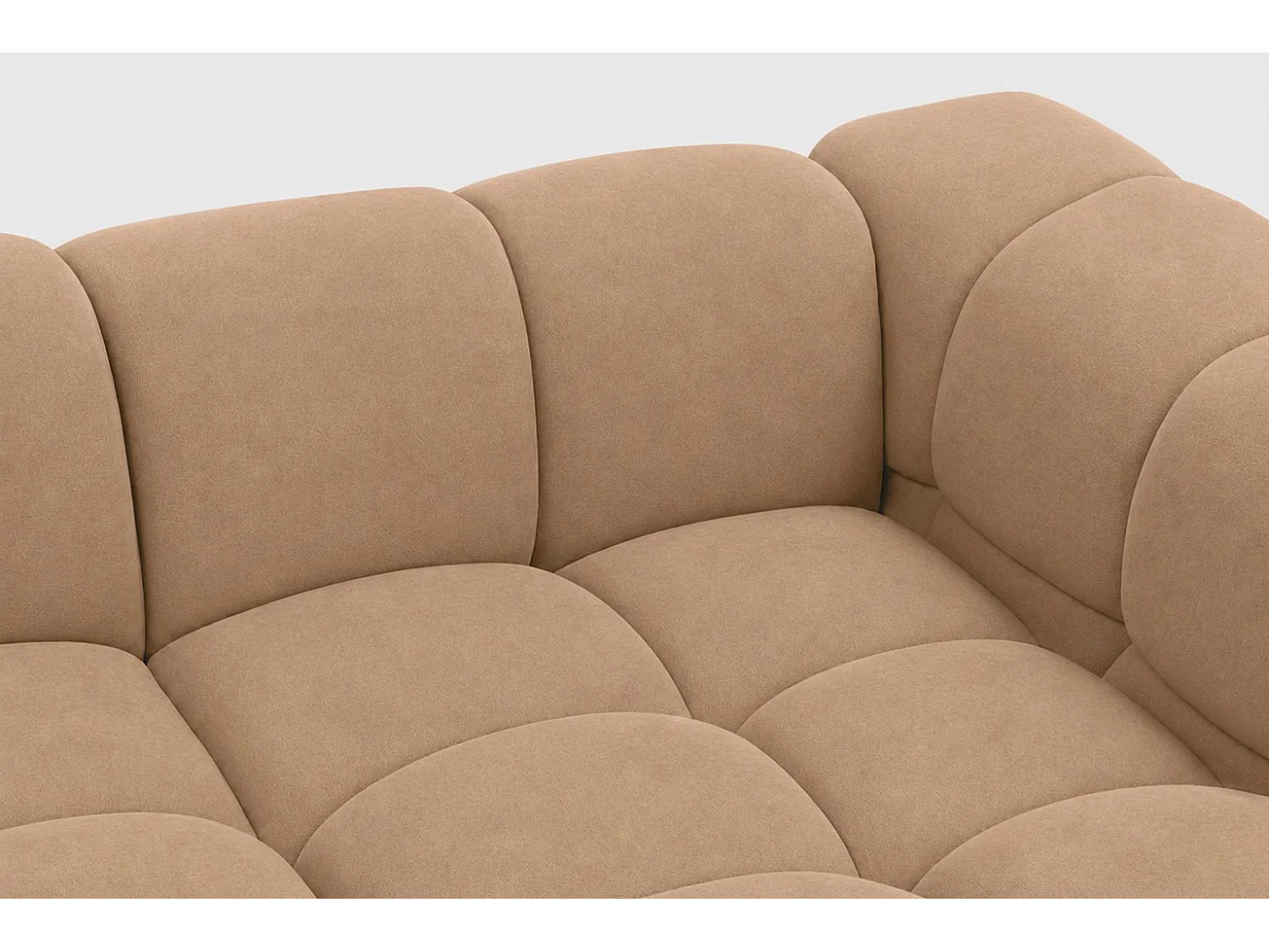 Divano angolare a U, tessuto velluto Bluvel, latte, Averro U XL