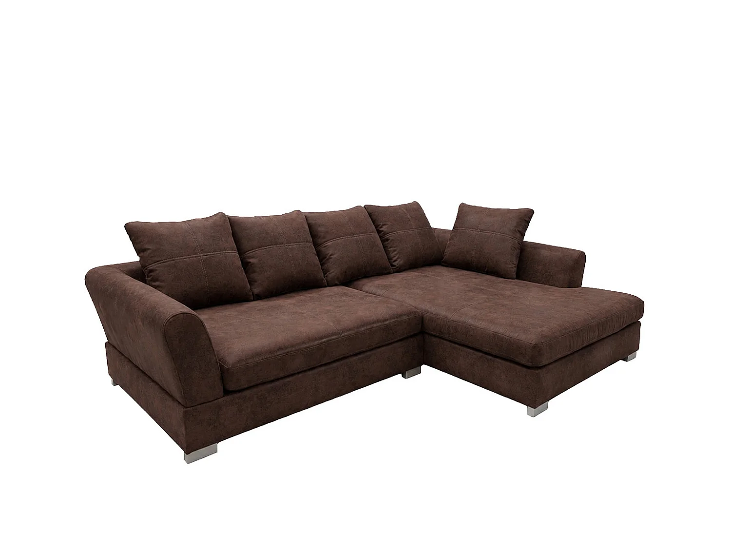 Ecksofa L-Form, Möbelbezugsstoff Gobi, Dunkelbraun, Rechts, ANNA