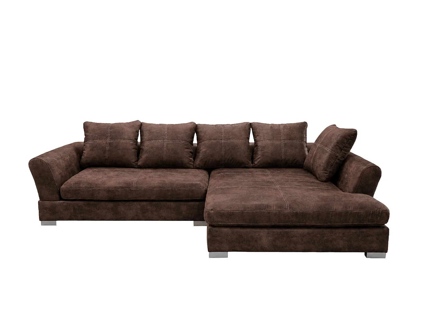 Ecksofa L-Form, Möbelbezugsstoff Gobi, Dunkelbraun, Rechts, ANNA