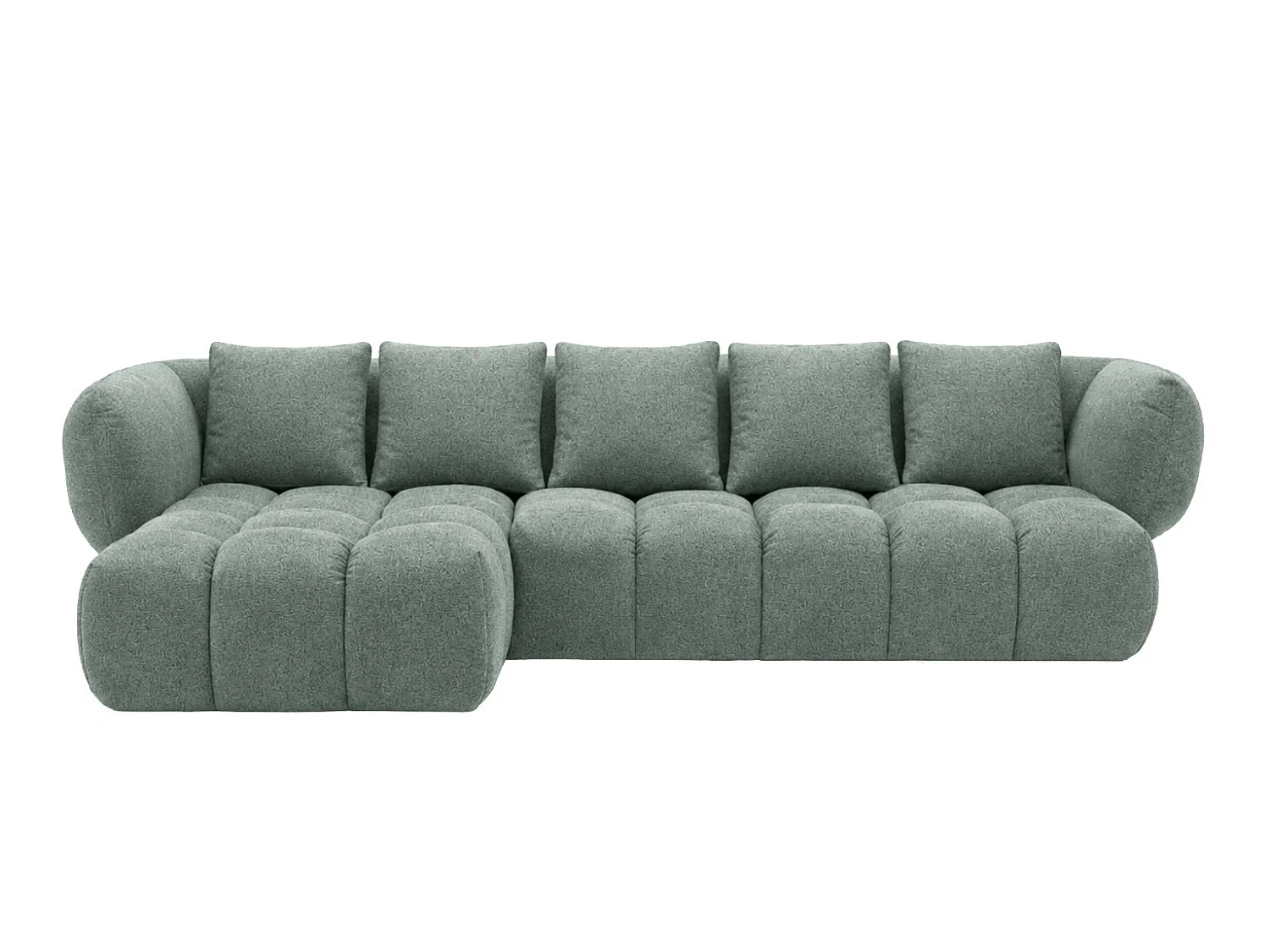 Canapé d’angle en L, tissu chenille Puente, menthe, gauche, SEVIO L
