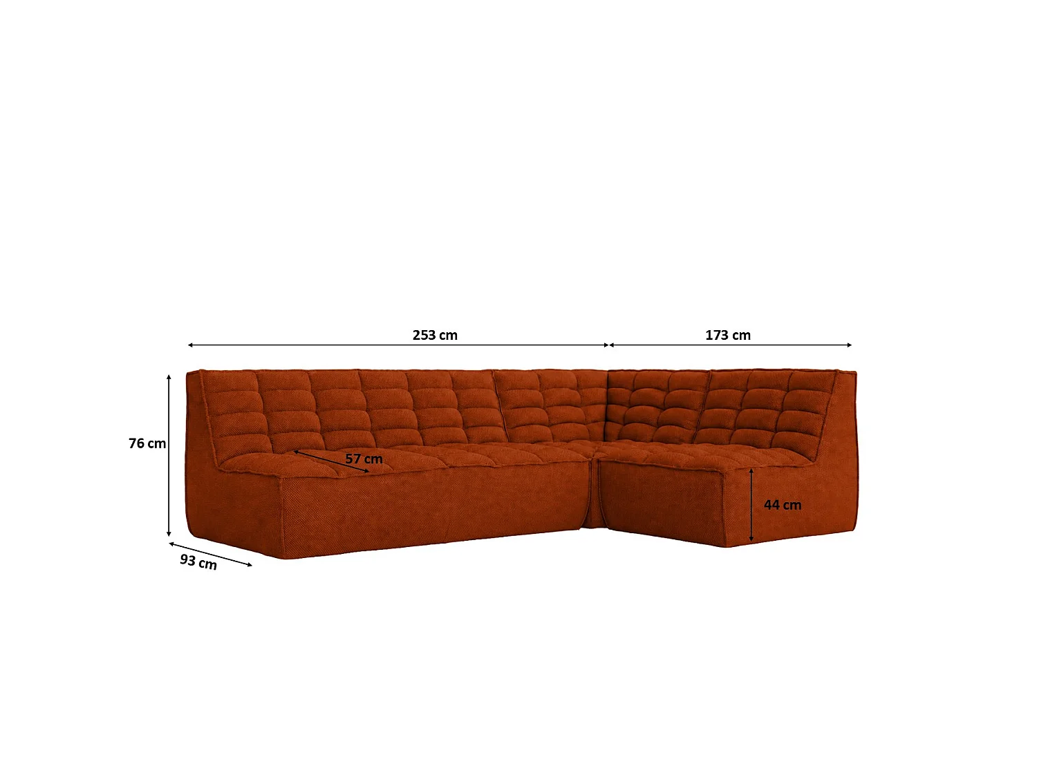 Divano angolare modulare a L, tessuto peluche Pop, rame, destra, LAZY L mini