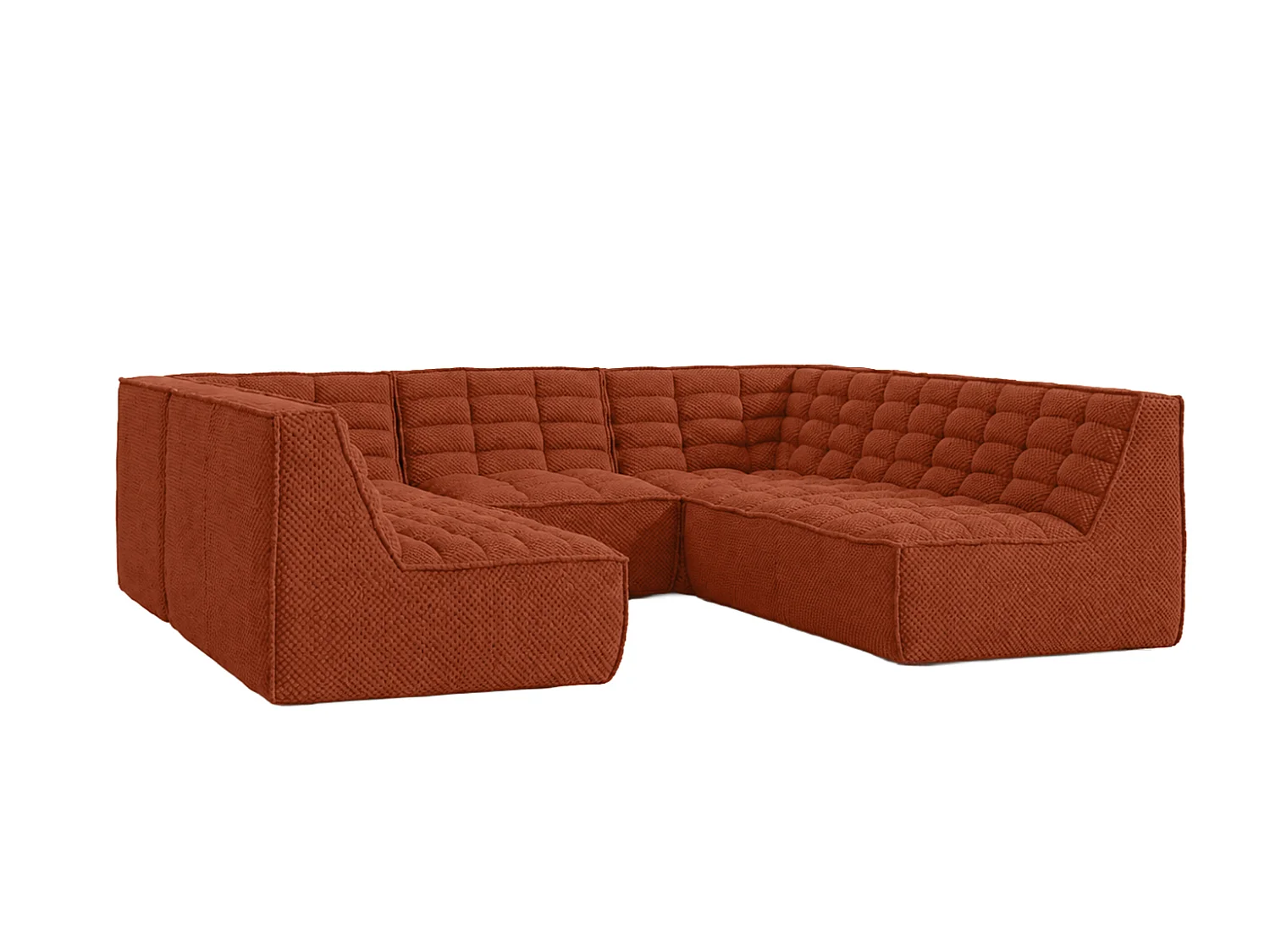Canapé d’angle modulable Corner en U, tissu peluche Pop, cuivre, LAZY U CORNER