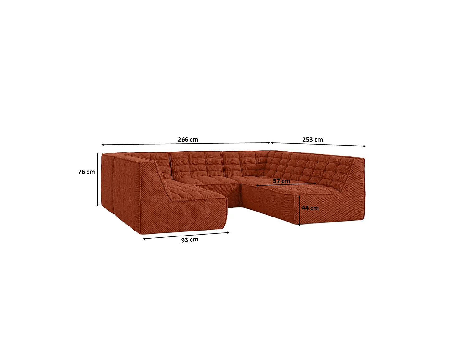 Canapé d’angle modulable Corner en U, tissu peluche Pop, cuivre, LAZY U CORNER