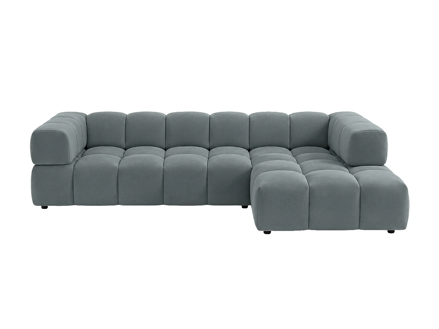 Divano angolare a L, tessuto velluto Bluvel, grigio-blu, destra, Averro XL