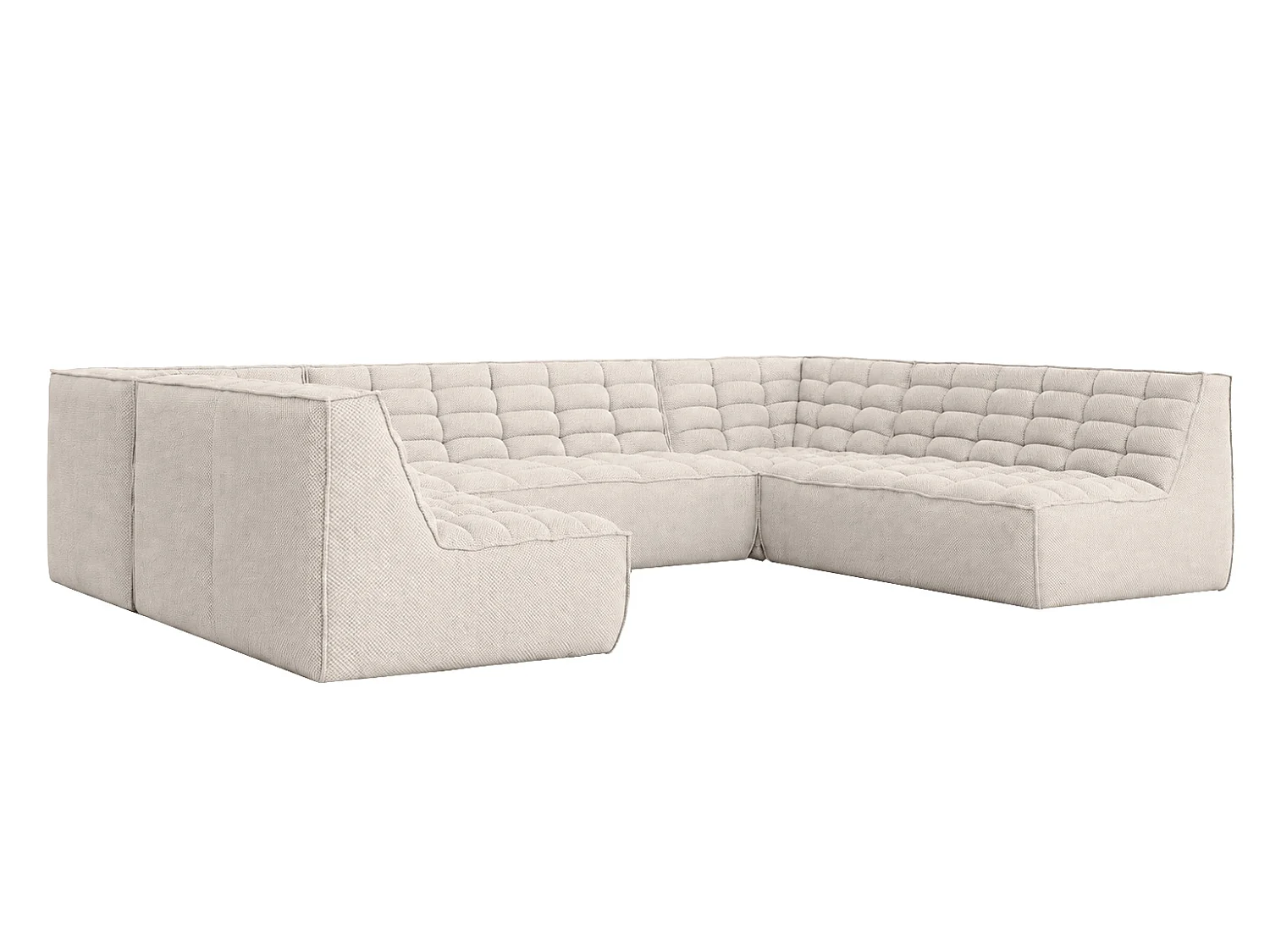 Canapé d’angle modulable U XL en U, tissu peluche Pop, beige, LAZY U XL