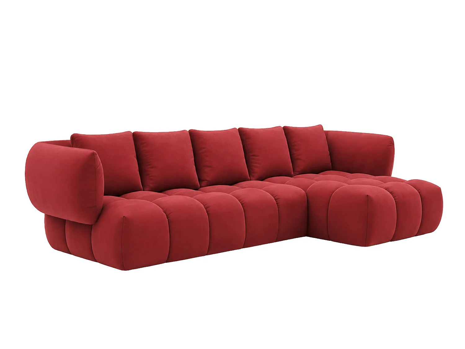 Divano angolare a L, tessuto velluto Bluvel, rosso vino, destra, SEVIO L