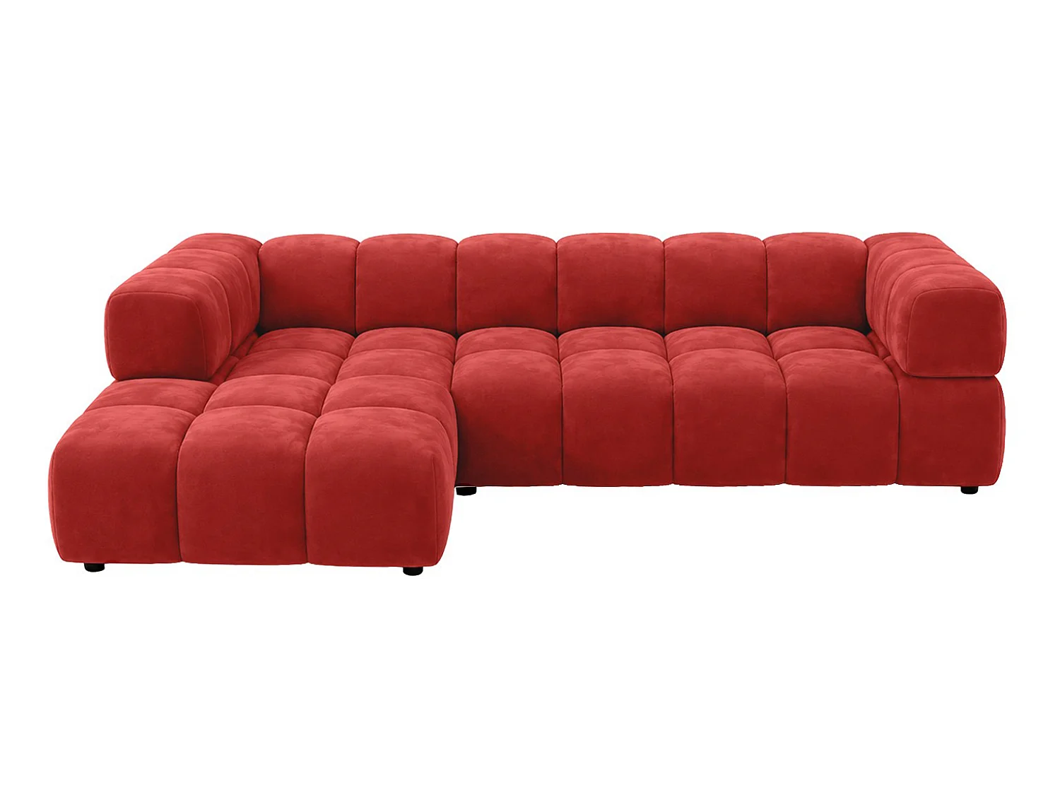 Divano angolare a L, tessuto velluto Bluvel, rosso vino, sinistra, Averro XL