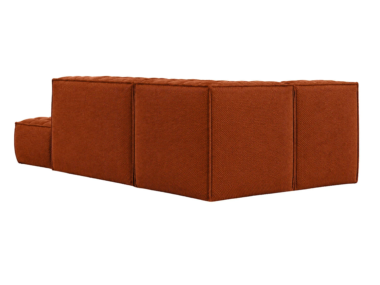 Divano angolare modulare a L con pouf, tessuto peluche Pop, rame, destra, LAZY L con pouf