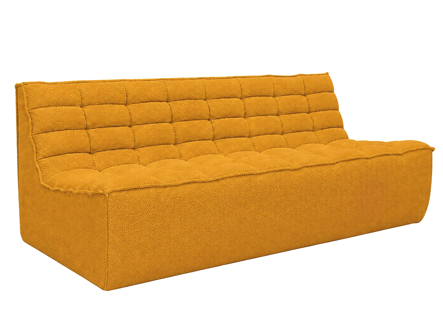 Canapé 3 places modulable, tissu peluche Pop, moutarde, LAZY