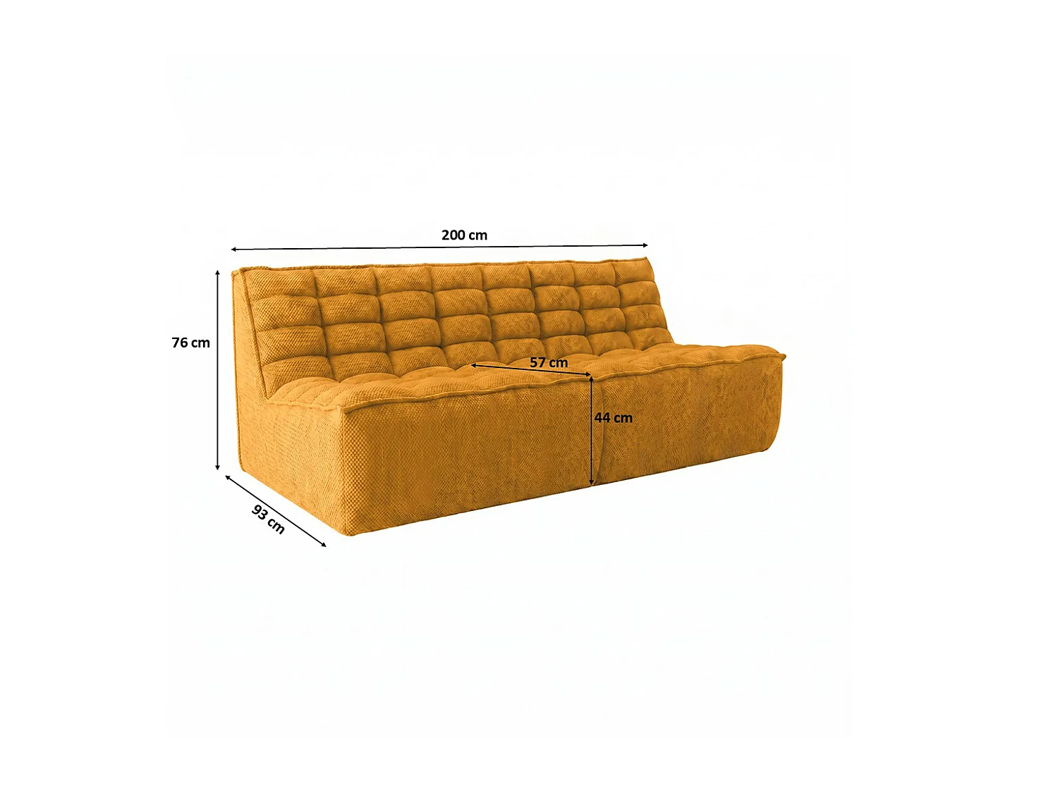 Canapé 3 places modulable, tissu peluche Pop, moutarde, LAZY
