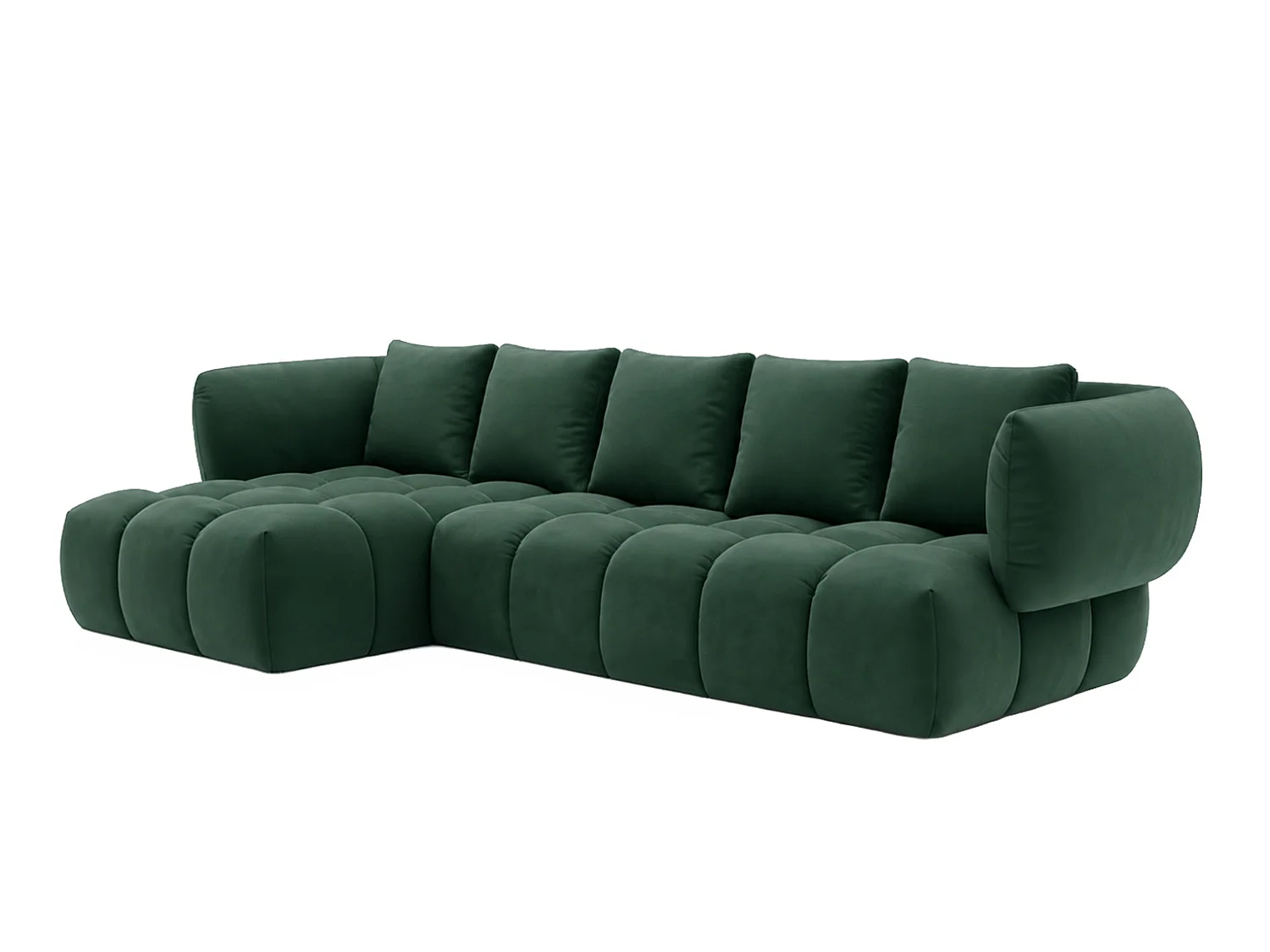 Divano angolare a L, tessuto velluto Bluvel, verde, sinistra, SEVIO L
