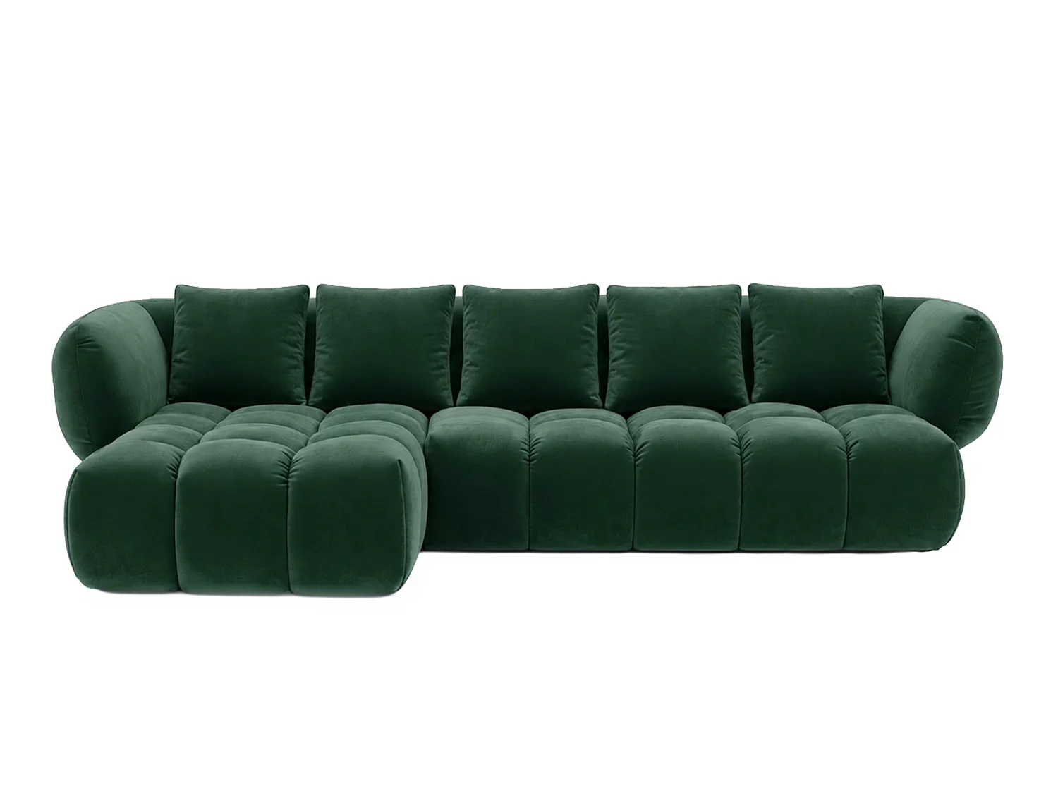 Divano angolare a L, tessuto velluto Bluvel, verde, sinistra, SEVIO L
