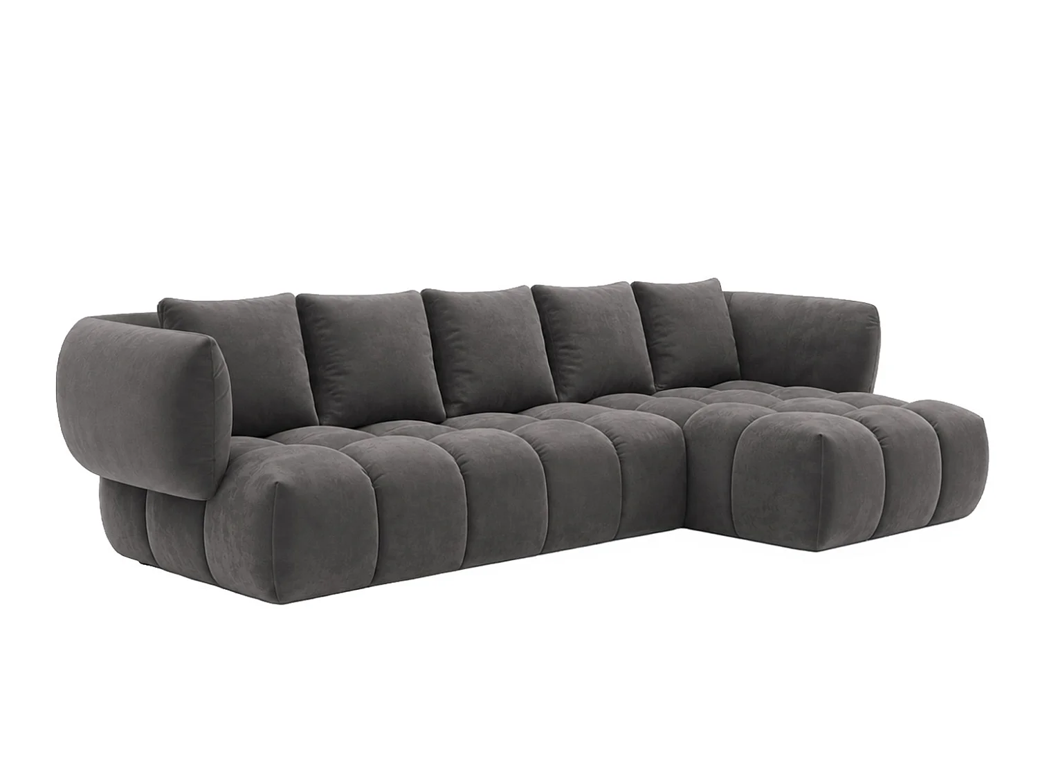 Divano angolare a L, tessuto velluto Bluvel, grigio cenere, destra, SEVIO L