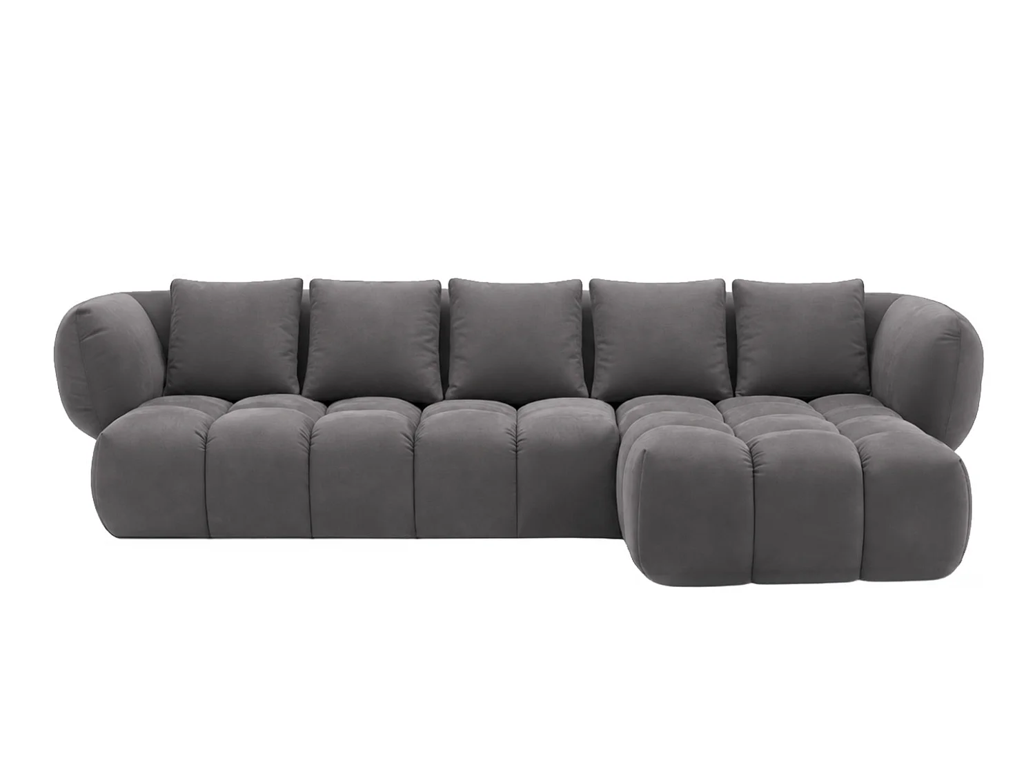 Divano angolare a L, tessuto velluto Bluvel, grigio cenere, destra, SEVIO L