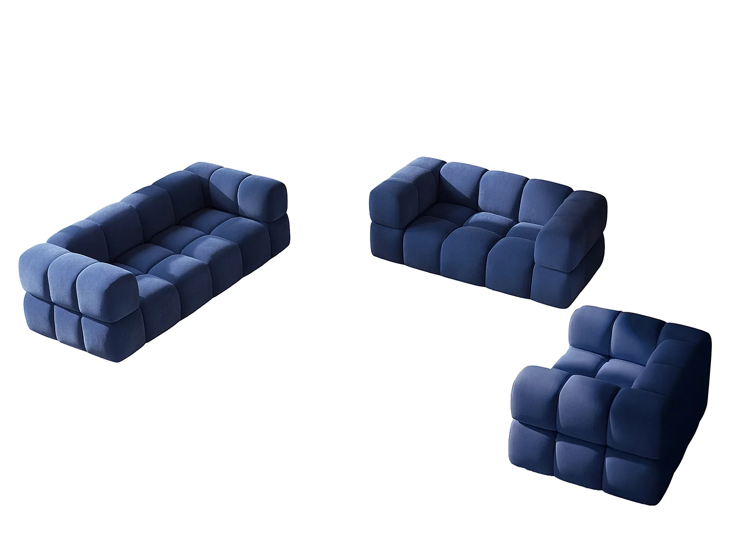 Sofagarnitur, Set 3+2+1, Veloursstoff Bluvel, Tintenblau, AVERRO 3+2+1