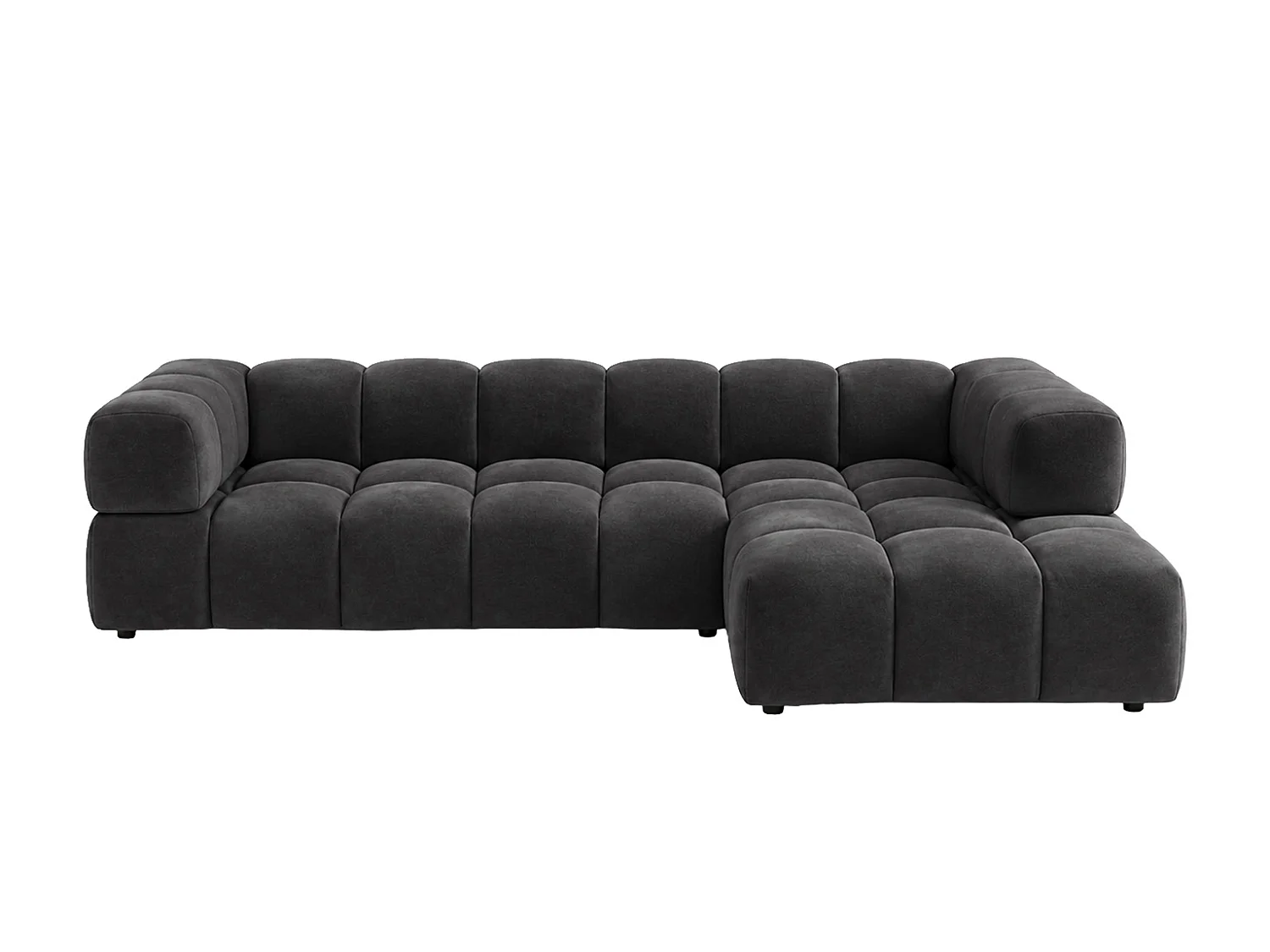 Divano angolare a L, tessuto velluto Bluvel, nero, destra, Averro XL