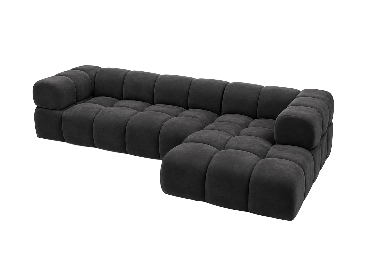 Divano angolare a L, tessuto velluto Bluvel, nero, destra, Averro XL