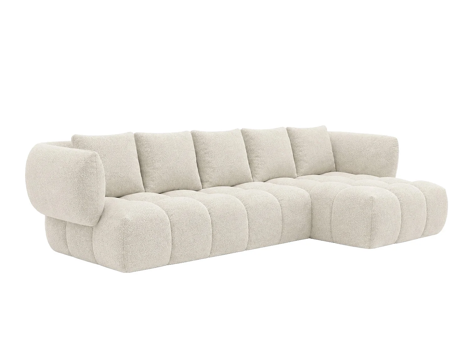 Canapé d’angle en L, tissu chenille Puente, écru, droite, SEVIO L