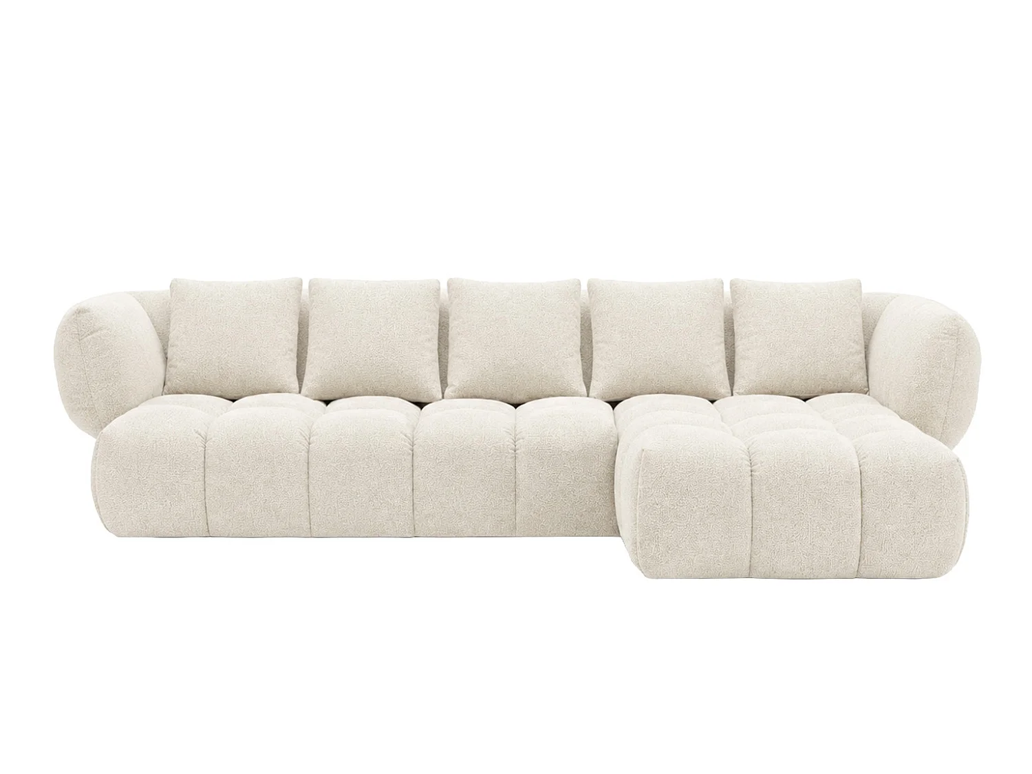 Canapé d’angle en L, tissu chenille Puente, écru, droite, SEVIO L