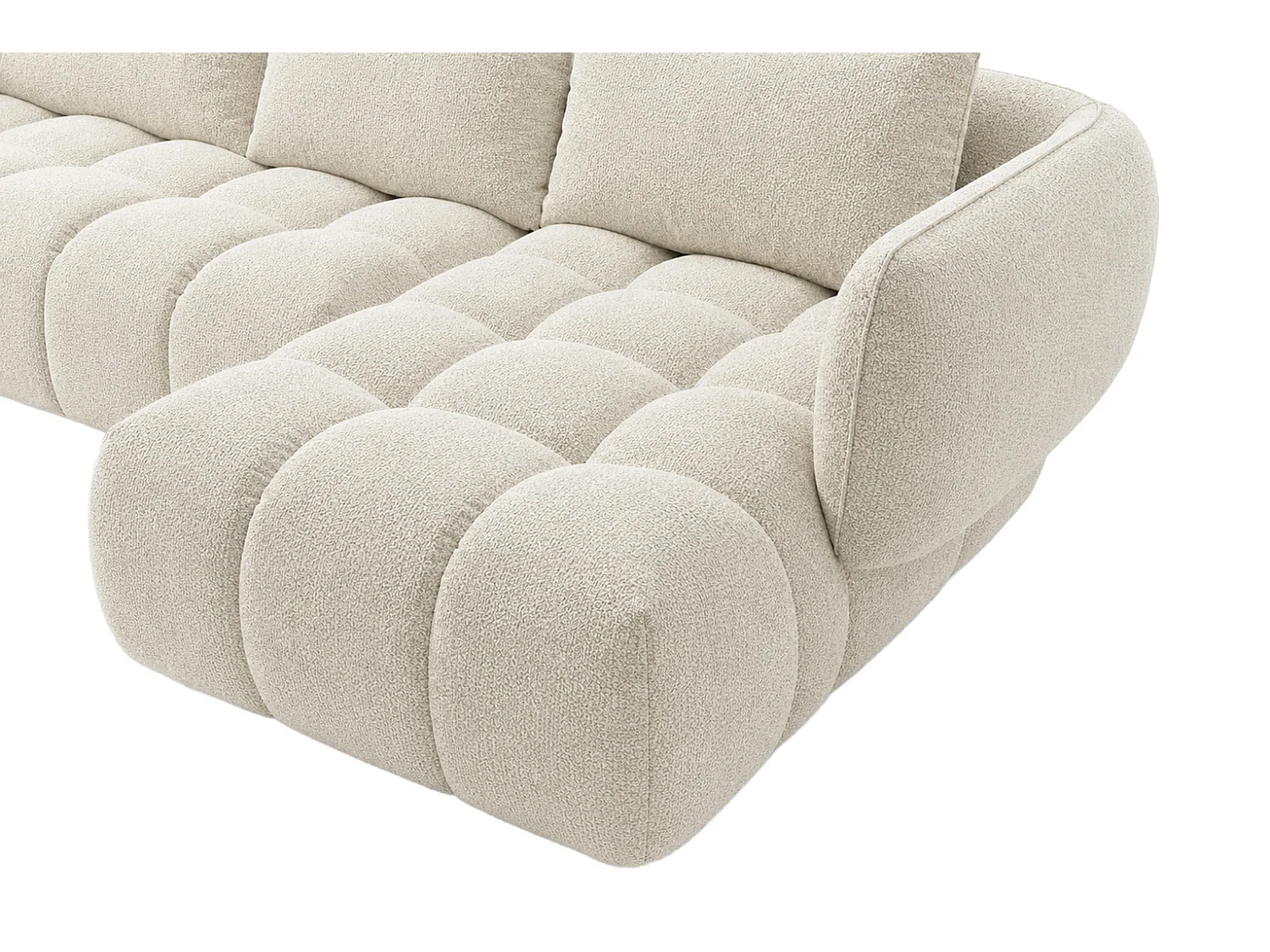 Canapé d’angle en L, tissu chenille Puente, écru, droite, SEVIO L