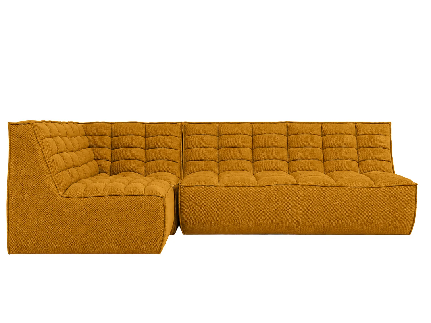 Canapé d’angle modulable en L, tissu peluche Pop, moutarde, gauche, LAZY L mini