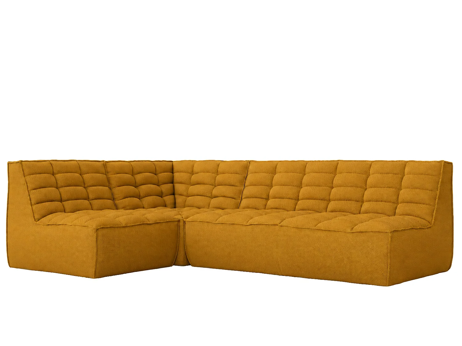 Canapé d’angle modulable en L, tissu peluche Pop, moutarde, gauche, LAZY L mini