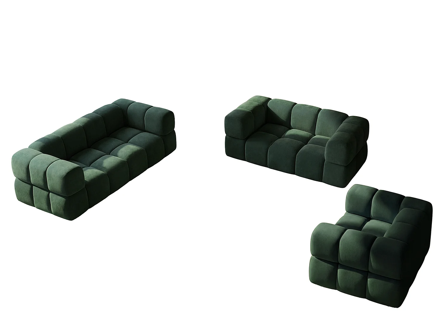 Sofagarnitur, Set 3+2+1, Veloursstoff Bluvel, Grün, AVERRO 3+2+1