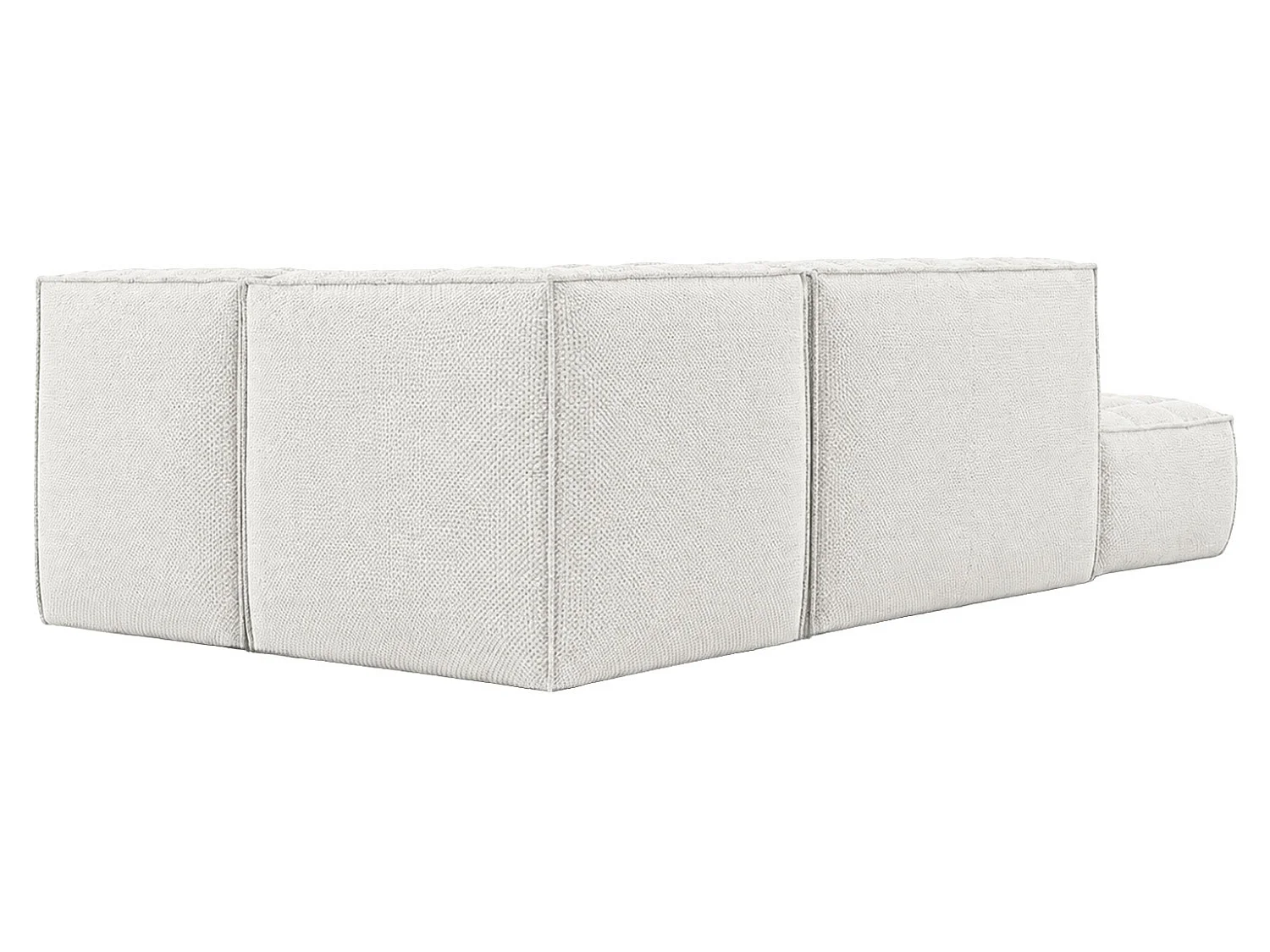 Divano angolare modulare a L con pouf, tessuto peluche Pop, bianco ghiaccio, sinistra, LAZY L con pouf