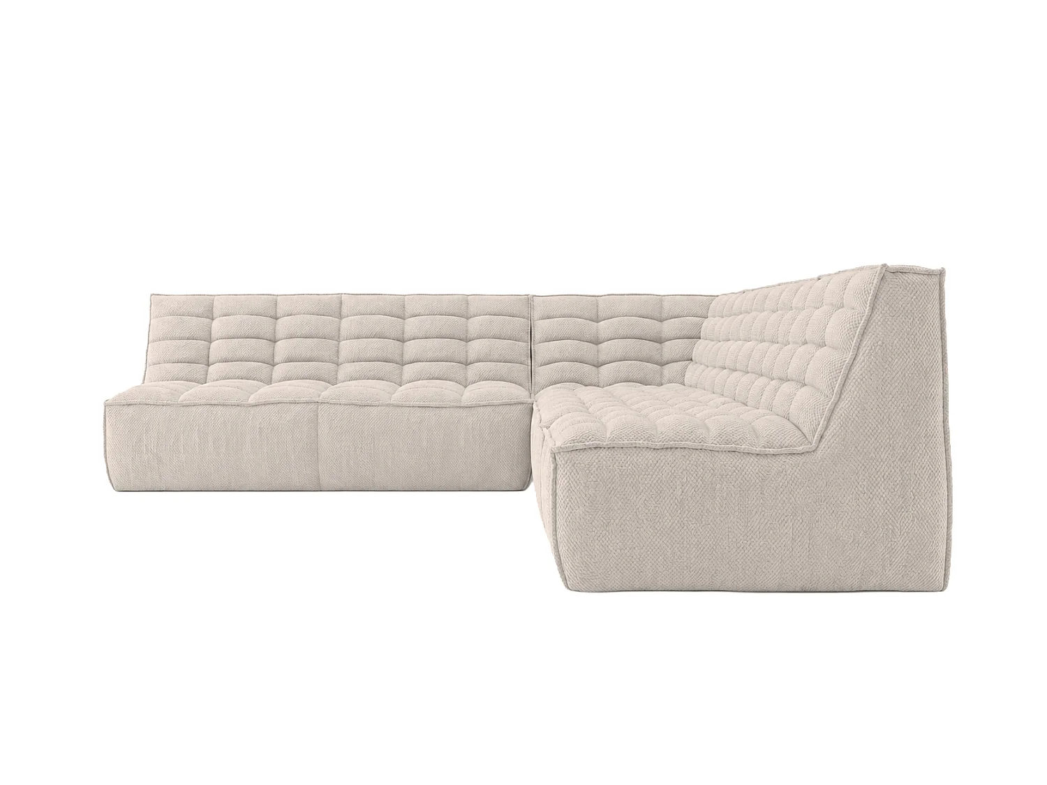 Canapé d’angle modulable en L, tissu peluche Pop, beige, droite, LAZY L