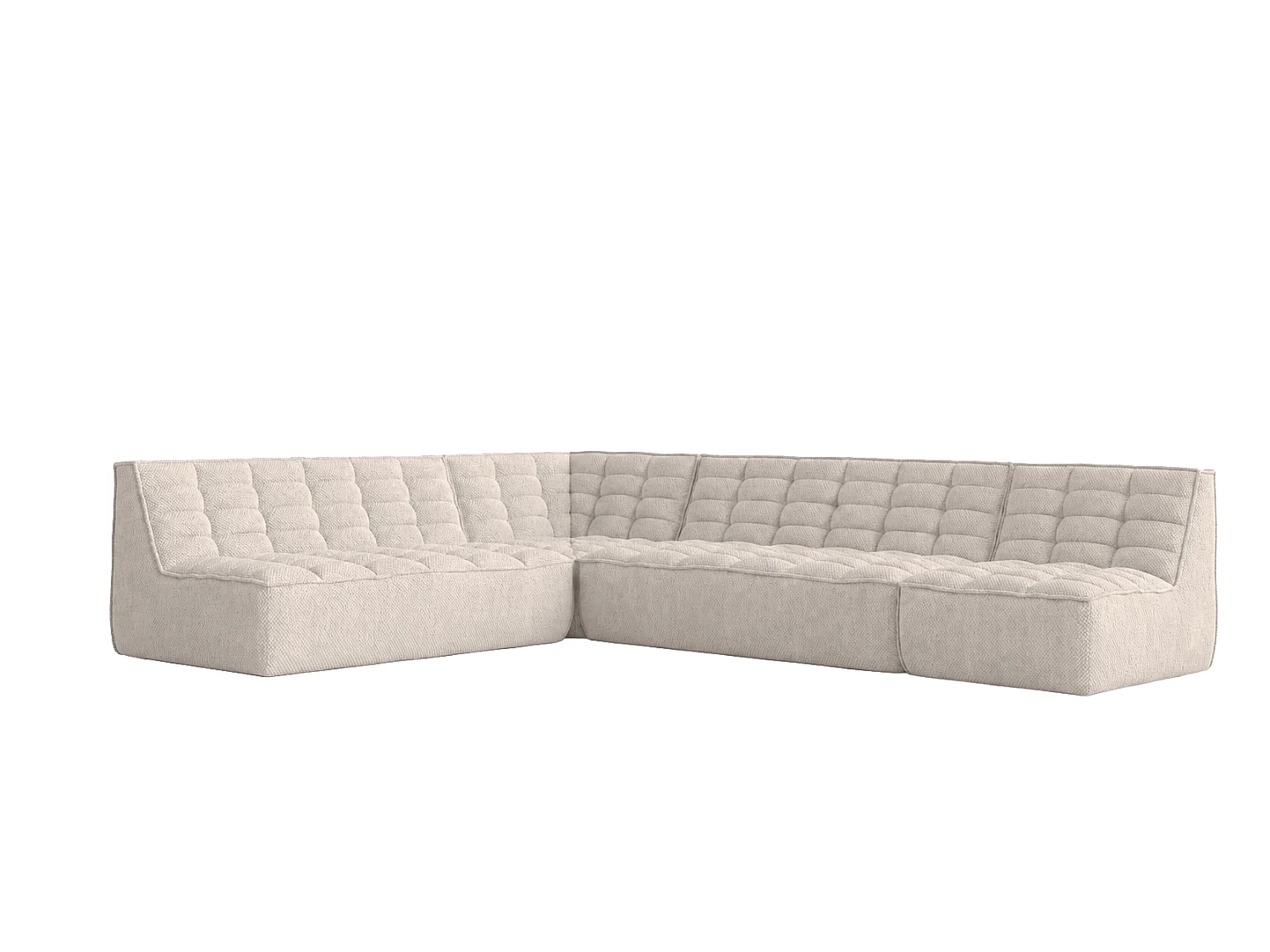Canapé d’angle modulable en L, tissu peluche Pop, beige, droite, LAZY L