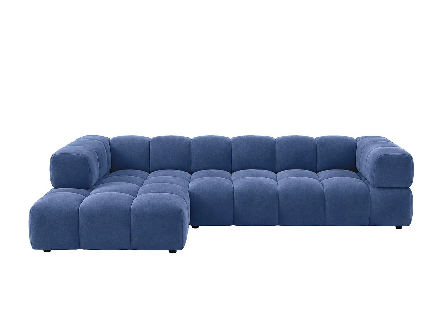 Divano angolare a L, tessuto velluto Bluvel, blu inchiostro, sinistra, Averro XL