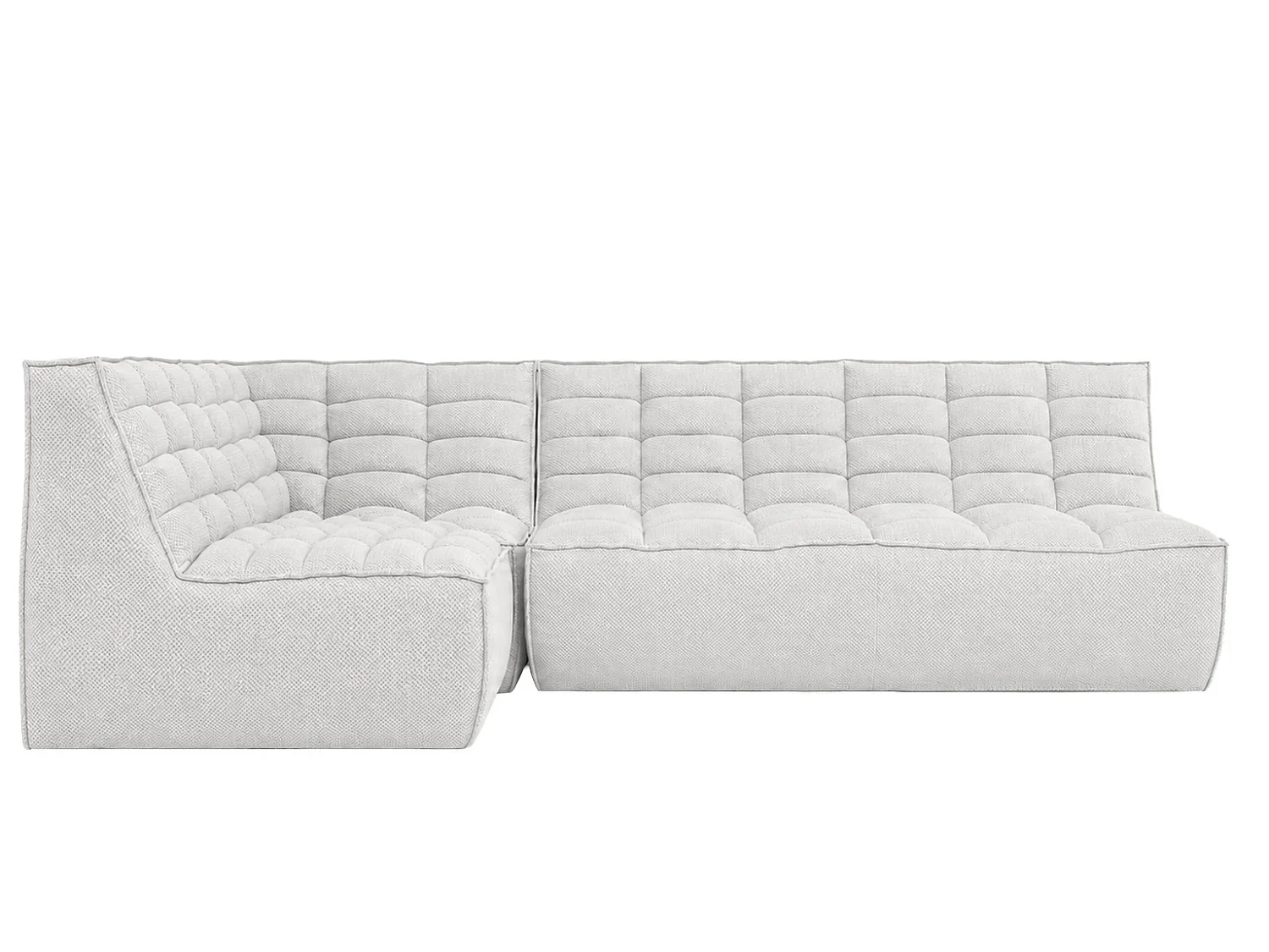 Divano angolare modulare a L, tessuto peluche Pop, bianco ghiaccio, sinistra, LAZY L mini