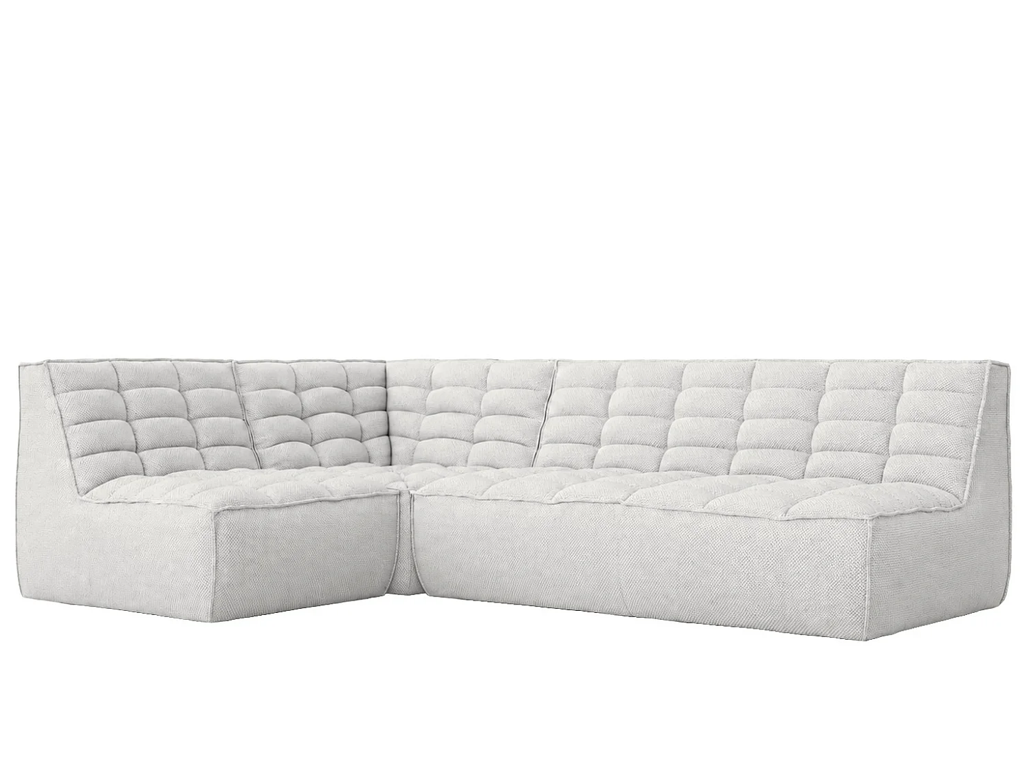 Divano angolare modulare a L, tessuto peluche Pop, bianco ghiaccio, sinistra, LAZY L mini