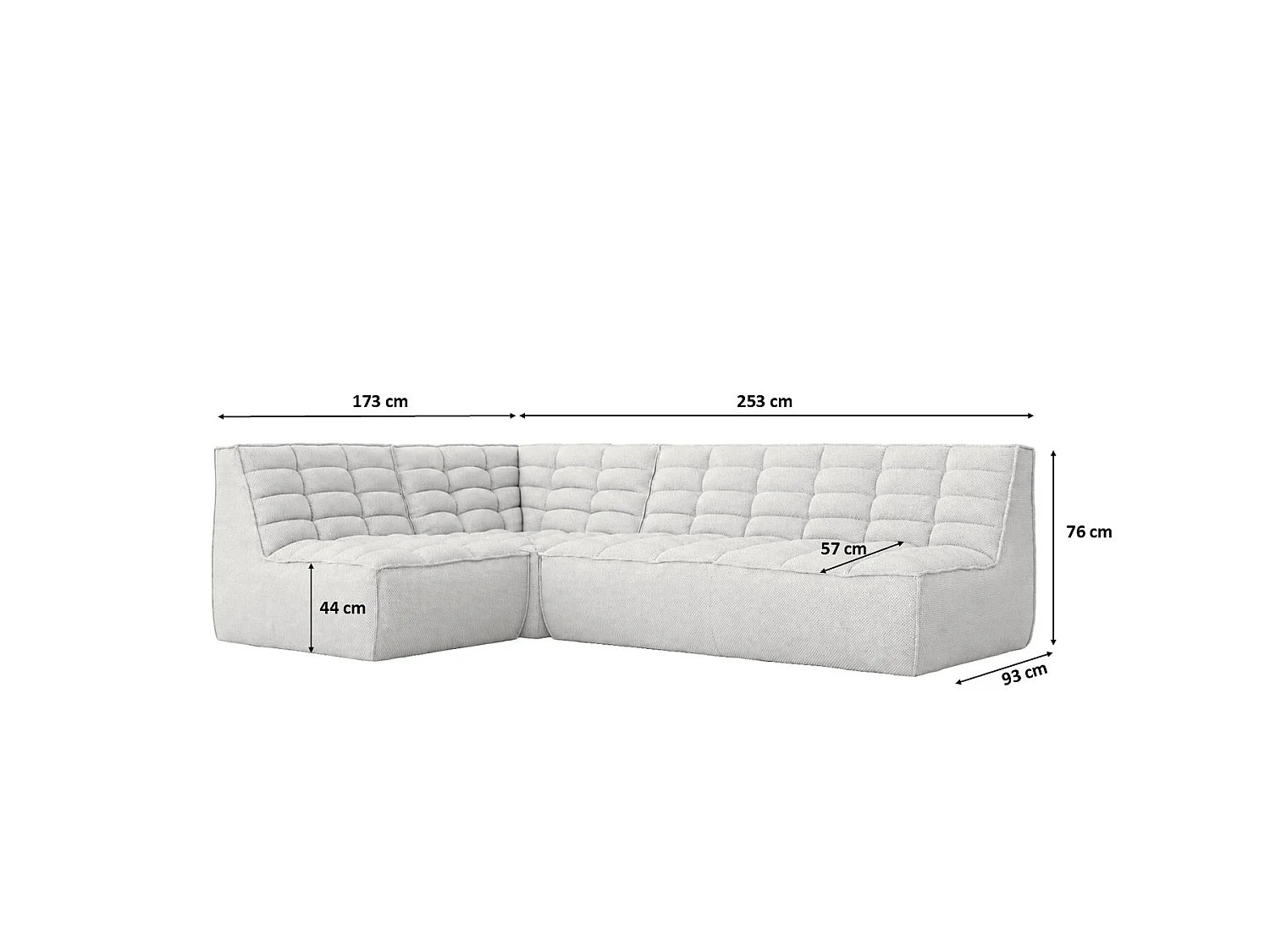 Divano angolare modulare a L, tessuto peluche Pop, bianco ghiaccio, sinistra, LAZY L mini