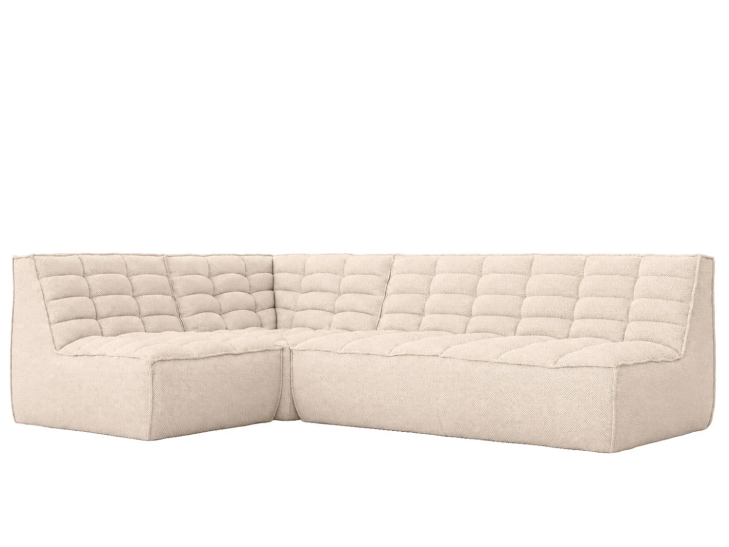 Narożnik modułowy w kształcie L, tkanina pluszowa Pop, Kremowy, Lewy, LAZY L mini