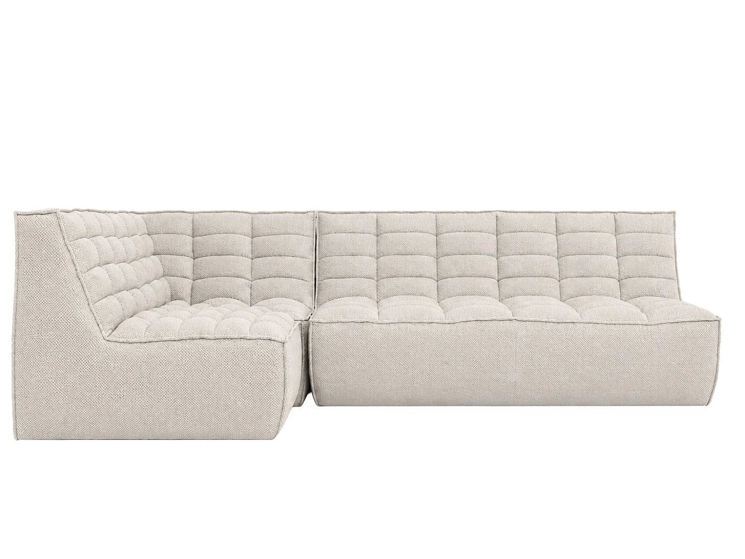 Divano angolare modulare a L, tessuto peluche Pop, beige, sinistra, LAZY L mini