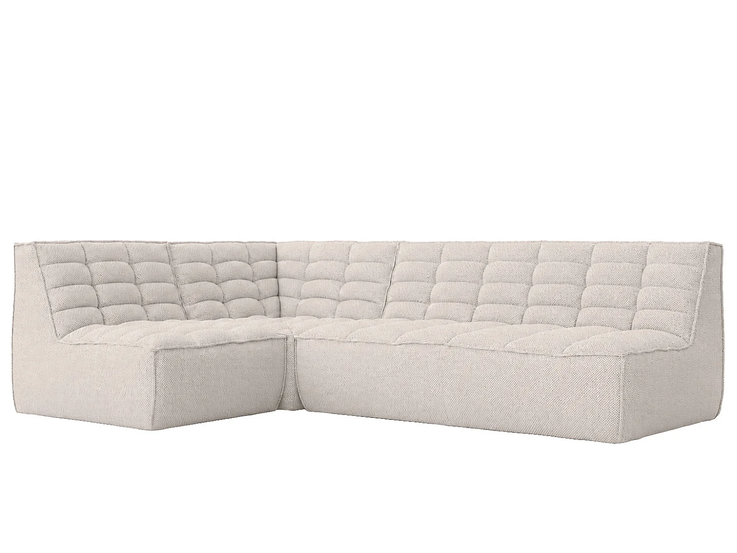 Divano angolare modulare a L, tessuto peluche Pop, beige, sinistra, LAZY L mini