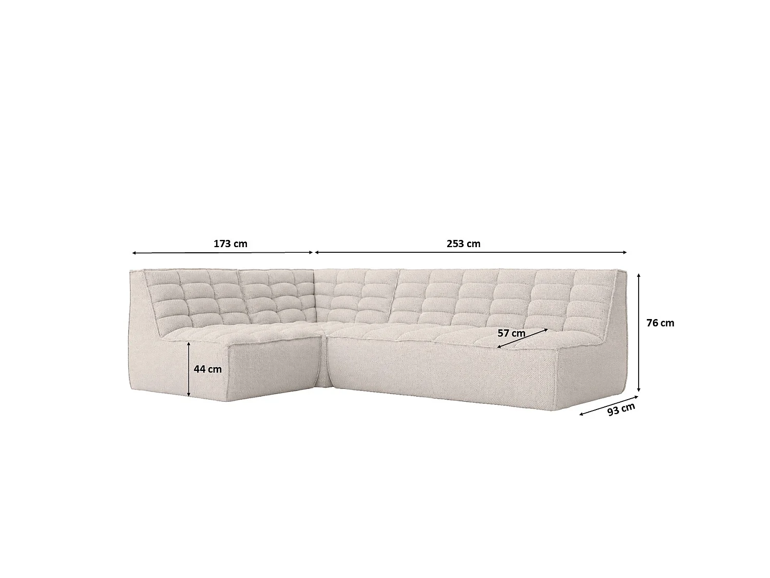 Divano angolare modulare a L, tessuto peluche Pop, beige, sinistra, LAZY L mini