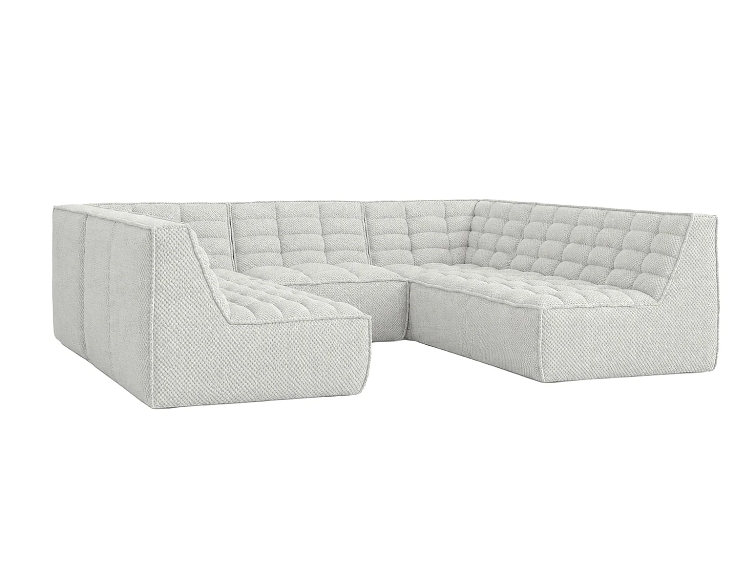 Canapé d’angle modulable Corner en U, tissu peluche Pop, blanc glacé, LAZY U CORNER